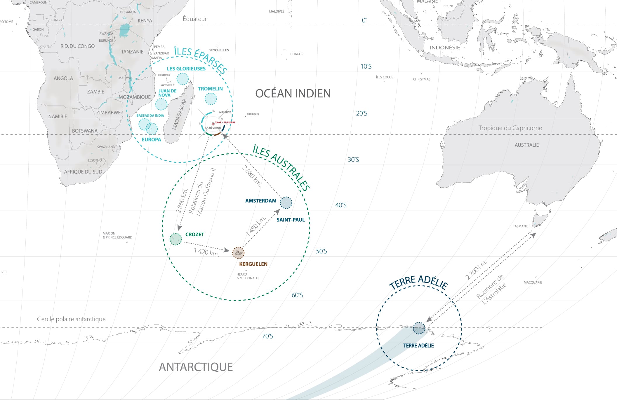 iles australes carte du monde